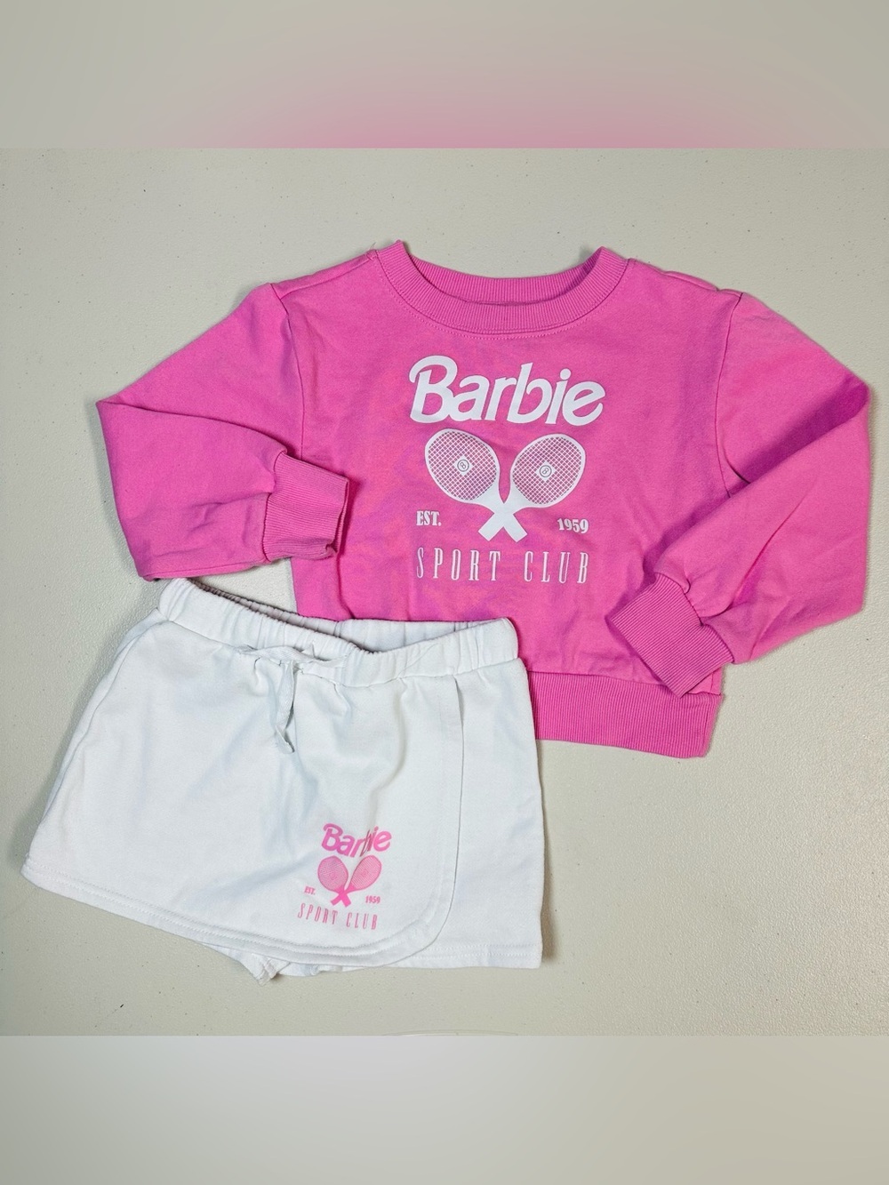 Barbie Pink & White Sport Club Shorts Set